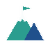 Mountain summit with flag